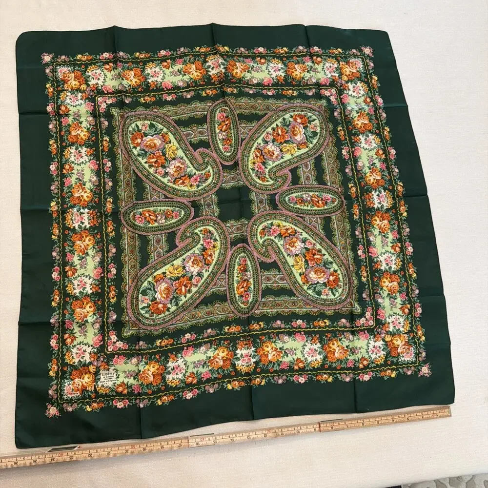 Liberty of London 100% Silk Square Scarf Floral 26 x 26 Made in England